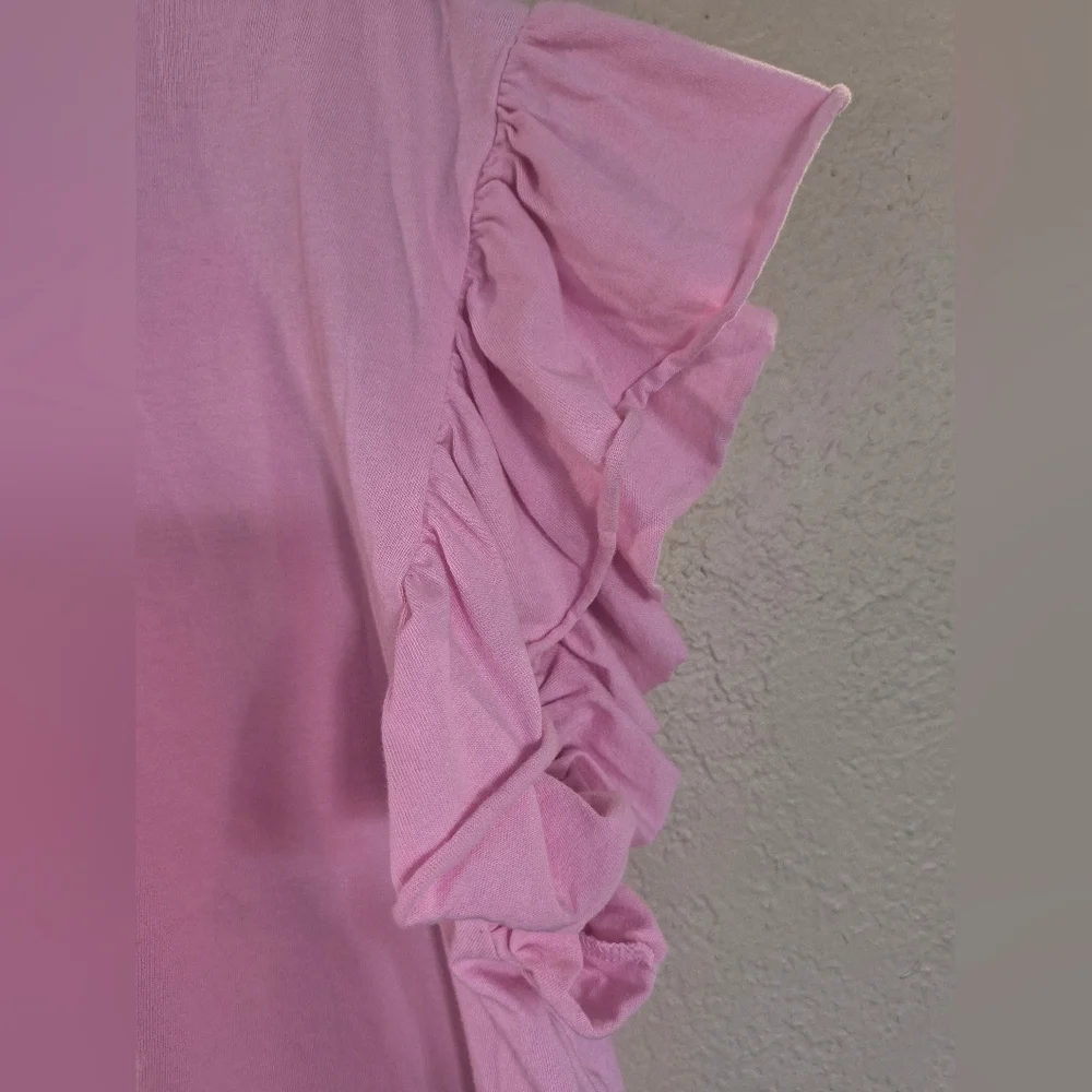 Zara Pink Sz M Ruffle Sleeve Top - Picture 7 of 8